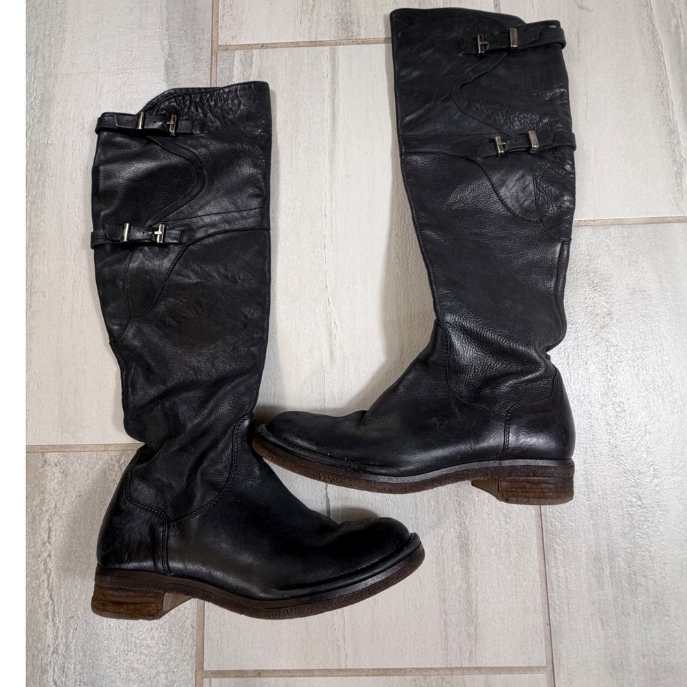 Alberto Fermani 50th Anniversary Limited Edition Black Leather Moto Boots 37